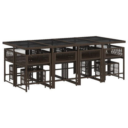 13-delige Tuinset met kussens poly rattan bruin