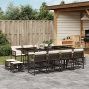Tuinset 13-delig poly rattan bruin met kussens