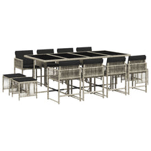 13-delige Tuinset met kussens poly rattan lichtgrijs