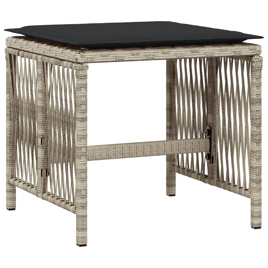 13-delige Tuinset met kussens poly rattan lichtgrijs