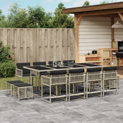 Tuinset 13-delig poly rattan lichtgrijs