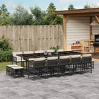 15-piece Garden Furniture Set with Cushions, Poly Rattan Black