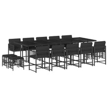 15-delige Tuinset met kussens poly rattan zwart