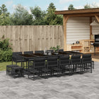 15-piece Garden Furniture Set with Cushions, Poly Rattan Black