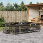15-Piece Garden Furniture Set with Cushions, Poly Rattan Grey