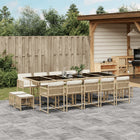 15-piece Garden Furniture Set with Cushions, Poly Rattan Beige