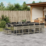 Tuinset 15-delig poly rattan lichtgrijs