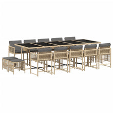 15-delige Tuinset met kussens poly rattan gemengd beige