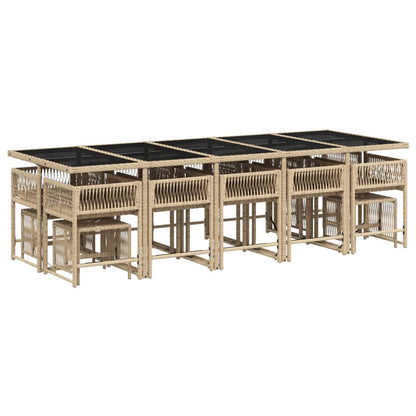 15-delige Tuinset met kussens poly rattan gemengd beige
