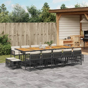 Tuinset 15-delig poly rattan zwart acaciahout