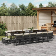 Tuinset poly rattan 17-delig zwart met kussens