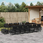 Tuinset poly rattan 17-delig zwart met kussens