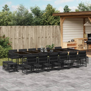 Tuinset poly rattan 17-delig zwart met kussens