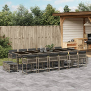 Tuinset 17-delig poly rattan grijs