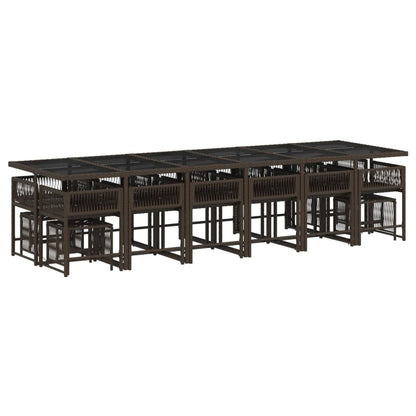 17-delige Tuinset met kussens poly rattan bruin