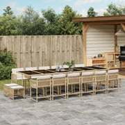 Tuinset 17-delig poly rattan beige met kussens