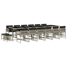 17-delige Tuinset met kussens poly rattan lichtgrijs