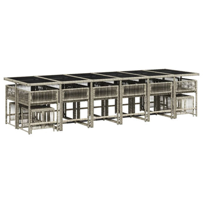 17-delige Tuinset met kussens poly rattan lichtgrijs