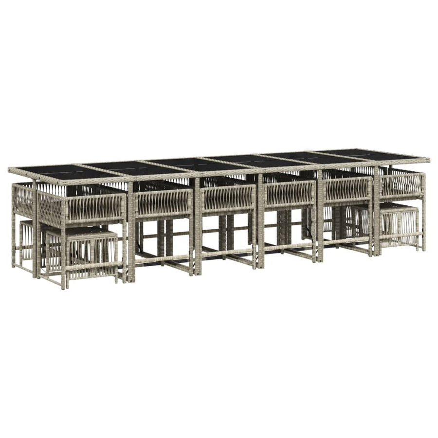 17-delige Tuinset met kussens poly rattan lichtgrijs
