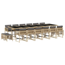 17-delige Tuinset met kussens poly rattan gemengd beige