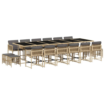 17-delige Tuinset met kussens poly rattan gemengd beige