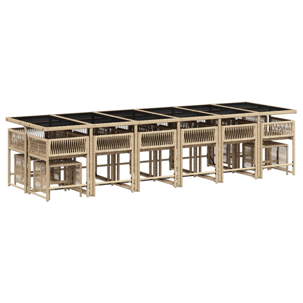 17-delige Tuinset met kussens poly rattan gemengd beige