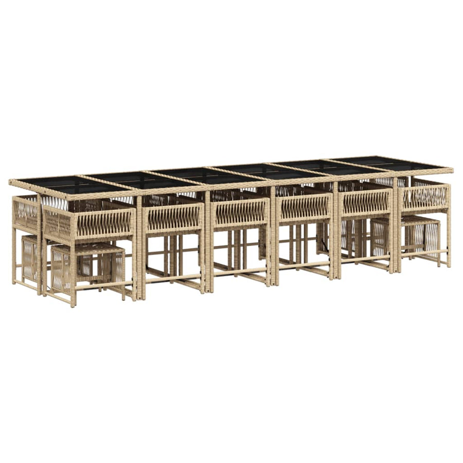 17-delige Tuinset met kussens poly rattan gemengd beige