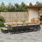 17-piece Garden Set with Cushions Poly Rattan Black