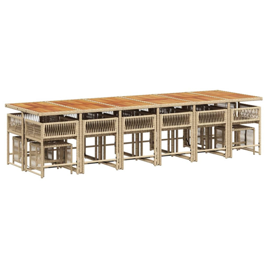 17-delige Tuinset met kussens poly rattan beige