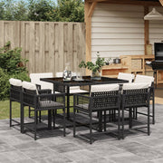 Tuinset poly rattan 9-delig zwart