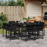 Tuinset 9-delig poly rattan zwart