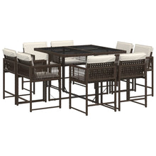 9-delige Tuinset met kussens poly rattan bruin