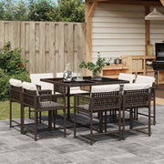 Tuinset 9-delig poly rattan bruin met kussens