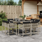 9-Piece Garden Dining Set with Cushions Poly Rattan Light Grey