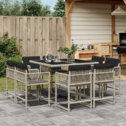 Tuinset 9-delig poly rattan lichtgrijs