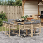 9-delige Tuinset met kussens poly rattan gemengd beige