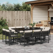 Tuinset 11-delig poly rattan zwart met kussens