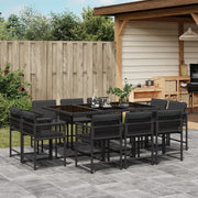 Tuinset poly rattan 11-delig zwart met kussens