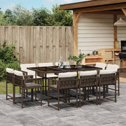 Tuinset 11-delig poly rattan bruin met kussens