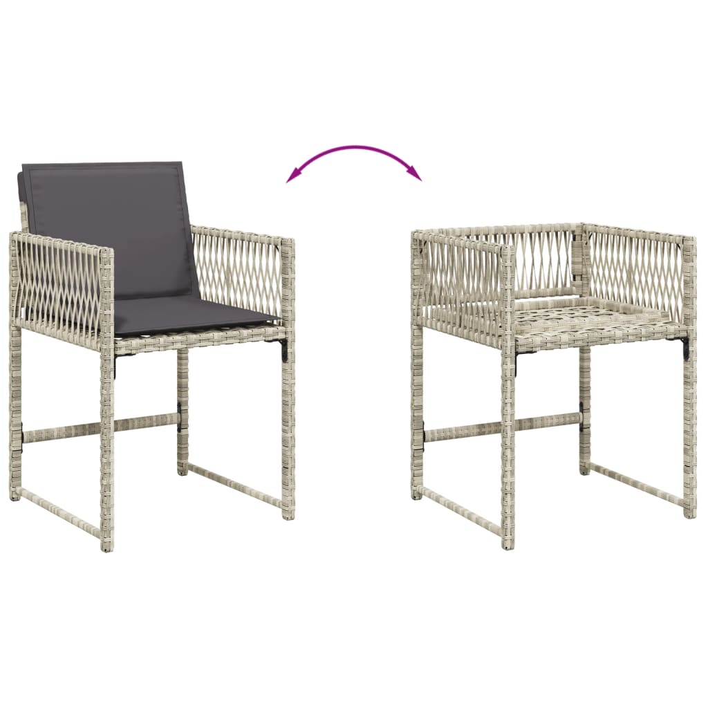11-delige Tuinset met kussens poly rattan lichtgrijs