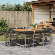 Tuinset 11-delig poly rattan grijs met kussens