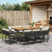 Tuinset 11-delig poly rattan zwart met kussens