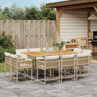 11-delige Tuinset met kussens poly rattan beige