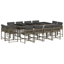 13-delige Tuinset met kussens poly rattan grijs