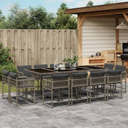 Tuinset 13-delig poly rattan grijs met kussens