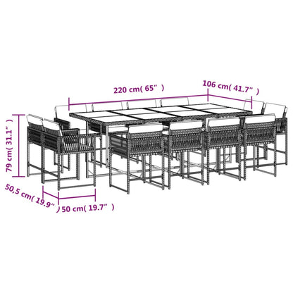 13-delige Tuinset met kussens poly rattan bruin