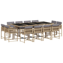 13-delige Tuinset met kussens poly rattan gemengd beige