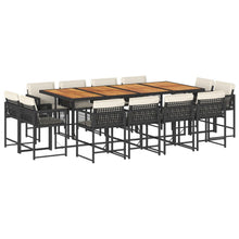 13-delige Tuinset met kussens poly rattan zwart