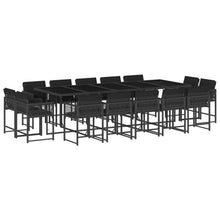 15-delige Tuinset met kussens poly rattan zwart