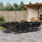 15-piece Garden Furniture Set with Cushions, Poly Rattan Black